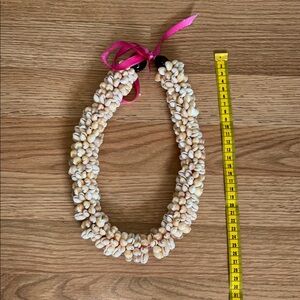 Elegant Shell headband with Pink Ribbon